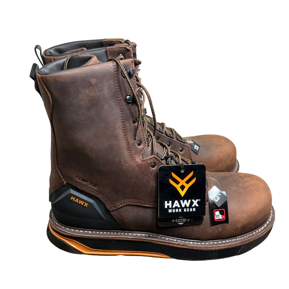 Hawx Airflow Paver Work Boots Mens 13 Brown Composite Toe Leather BHXCOR0W458